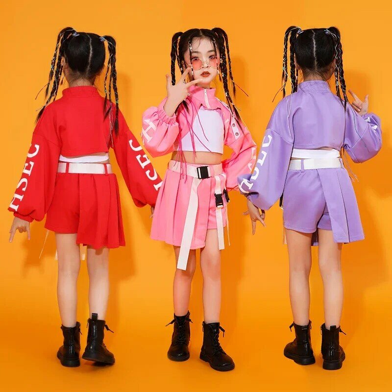 Streetwear Shorts For Girl Jazz Dance Costumes Clothes Teenage Showing Outfits Hip Hop Clothing Long Sleeve T Shirt Tank Top