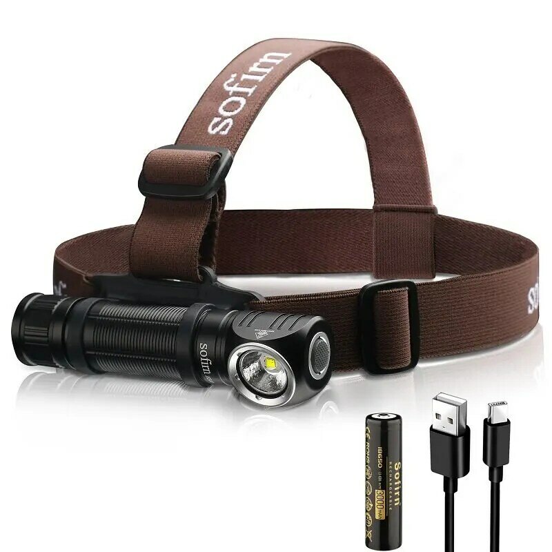 Sofirn HS40 USB C Rechargeable Headlamp 18650 Super Bright SST40 LED Torch 2000lm Headlight with 2 Modes Power Indicator