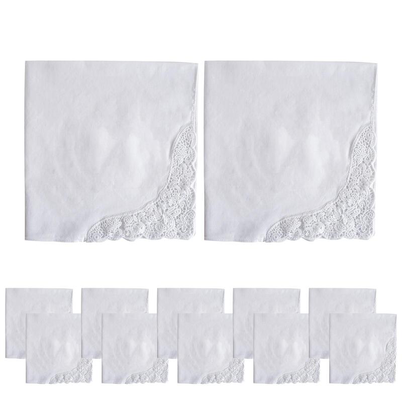 12Pcs White Handkerchief Classic Wedding Hankies for Prom Suit Celebration