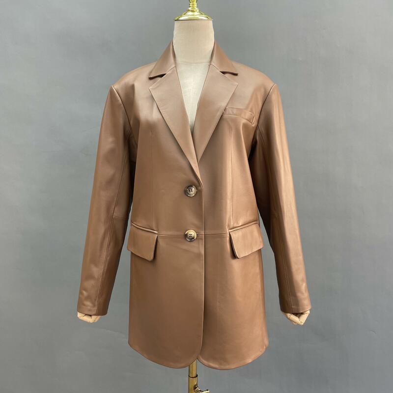 Женская мягкая кожаная куртка, Офисная Весенняя верхняя одежда