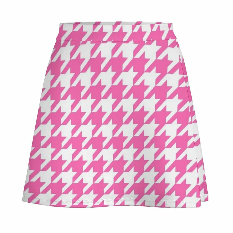 Ярко-розовая мини-юбка с рисунком «гусиные лапки», женские юбки, одежда для женщин