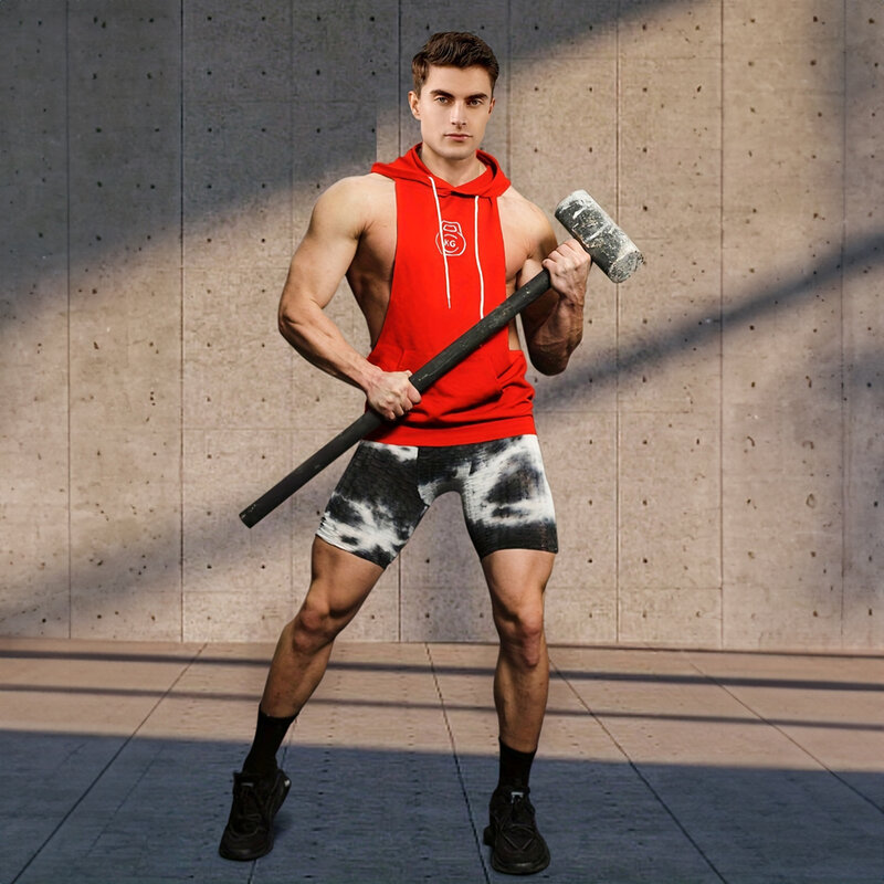 Мужская одежда для фитнеса, спортивный топ без рукавов с капюшоном, майка, фитнес-оборудование, нижняя рубашка, свободный крой, майка для бодибилдинга