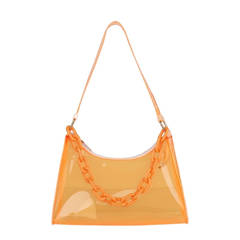 Fashion Ladies Jelly Bags PVC Clear Bag Underarm Bags Casual Women Summer Handbags Purse