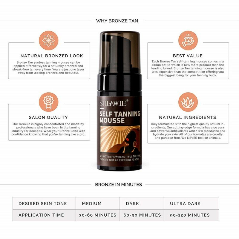 Self Tanning Mousse for Body Beach Outdoor Sunless Bronzer Spray Tan Tanning Enhancer Body Natural Tan Cream Self Tanner Care