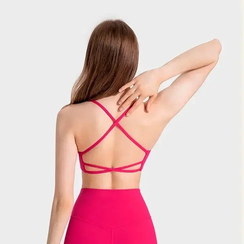 Lemon Bra Yoga olahraga punggung silang berongga wanita Bralette olahraga Push Up pakaian dalam seksi Gym Yoga Crop Top rompi