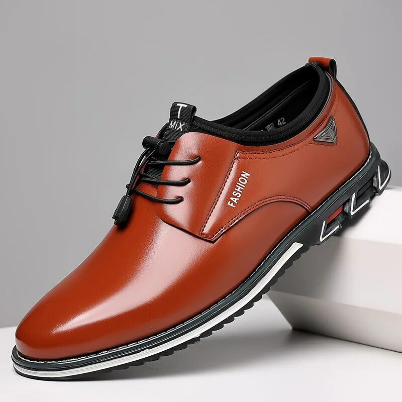 British Casual Single Shoes Leather  Formal Shoes New Men  Leather Cowhide Leather Shoes Men Comfortable Low-top