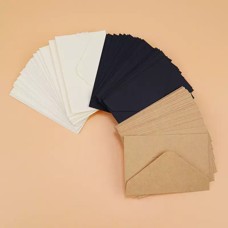 Mini Enveloppes à Fenêtre en Papier Kraft Blanc et Noir, Accessoire Classique, pour InPorter de Mariage, Cadeau, 10/20/40/80 Pièces