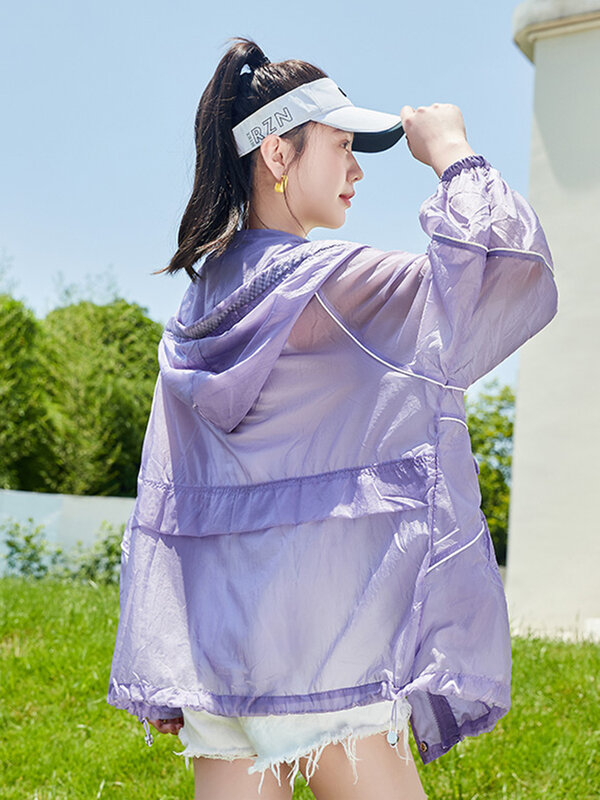 BZVW damskie płaszcze przeciwsłoneczne na co dzień z kapturem, długimi rękawami, jednokolorowe, lekkie, oddychające topy 2024, letnia nowa odzież 25Z4132