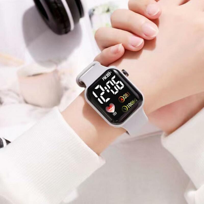 นาฬิกาข้อมือกีฬาดิจิทัล LED สำหรับเด็กนาฬิกาข้อมืออิเล็กทรอนิกส์ลายหัวใจมีสไตล์ Jam Tangan Digital