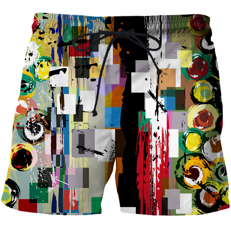 Pantalones cortos de playa de secado rápido para hombre, ropa de calle Hipster con patrón geométrico 3D impreso, verano, 2023