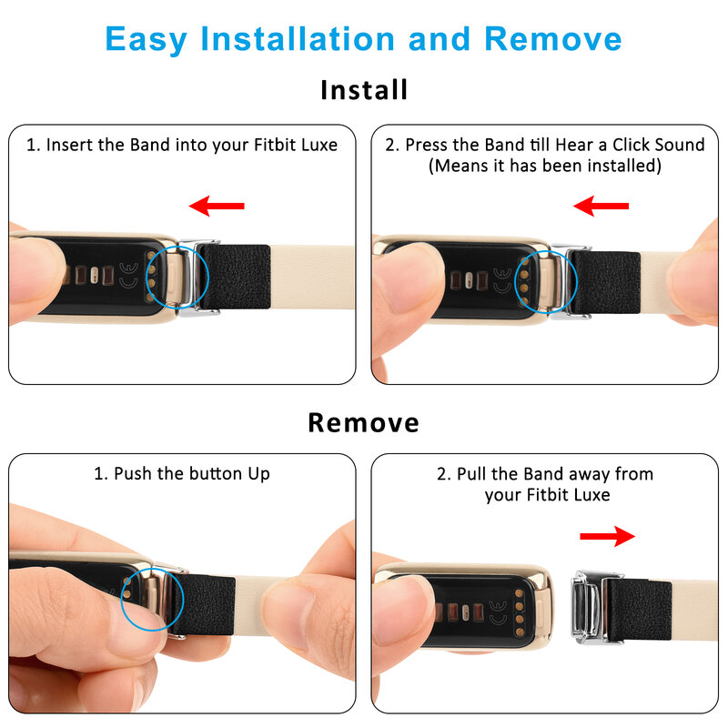 For Fitbit Luxe Band Genuine Leather Strap Adjustable Watchband Replacement Bracelet For Fitbit Luxe Bracelet Wristband correa