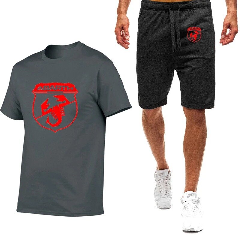 Abarth 남성용 반팔 티셔츠, 심플 캐주얼, 트렌디하고 편안한 레저 투피스 세트, 잘 팔리는 나인 컬러, 여름 신상