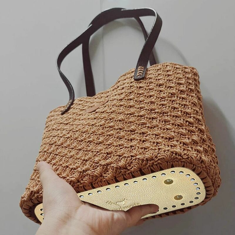Tas buatan tangan DIY bawahan tahan lama 8x20cm dengan lubang panjang tas bawah aksesoris tahan aus untuk tas rajut