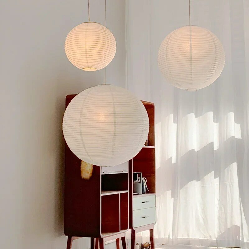 Lampu gantung kertas bundar Hotel Jepang, lampu dekorasi kamar untuk ruang tamu kamar tidur, lampu gantung minimalis kreatif