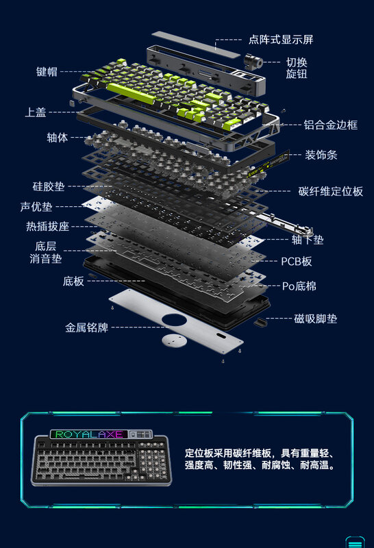 XL98 Three-Mode Wireless Bluetooth Mechanical Keyboard RGB Dynamic Light Effect Full Key Hot-Swappable Esports Gaming Keyboard