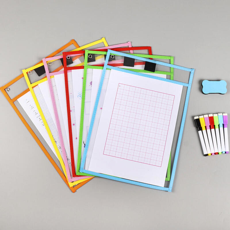Reutilizável Transparente Erasable PVC File Bag para Crianças, Dry Wipe Document Bag, Write and Wipe, Drawboard Storage