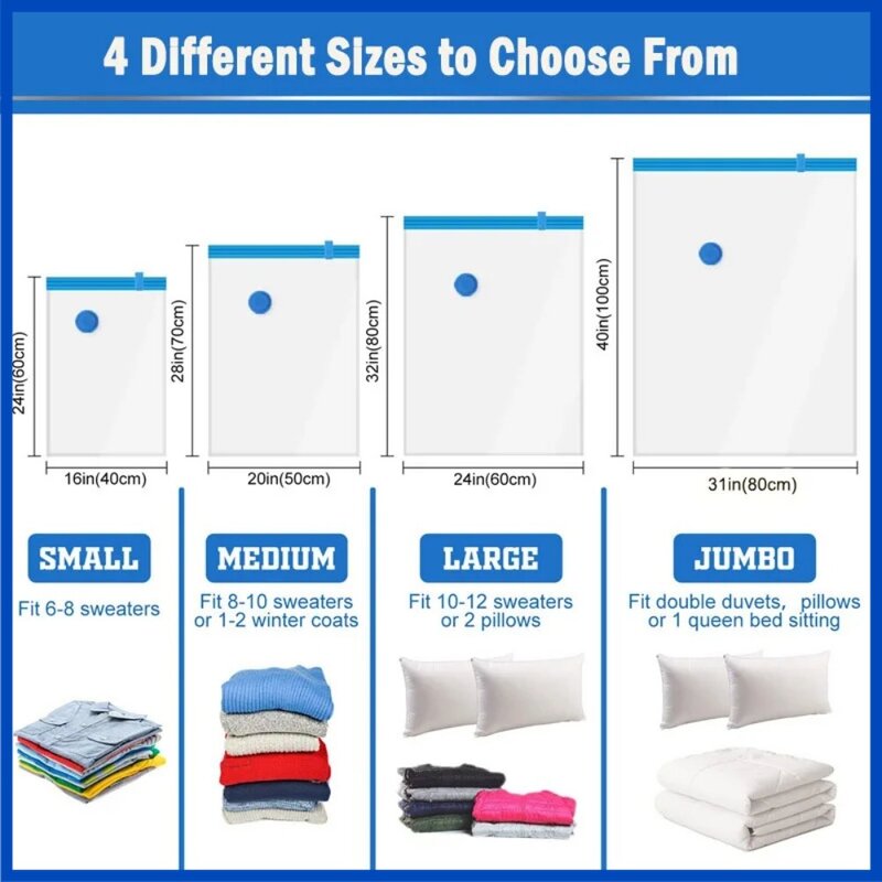 8/5/3PCS Vacuum Bags for Down Vacuum Storage Compression Pack for Storing Clothes Bedding Blanket Space Save Travel BagOrganizer