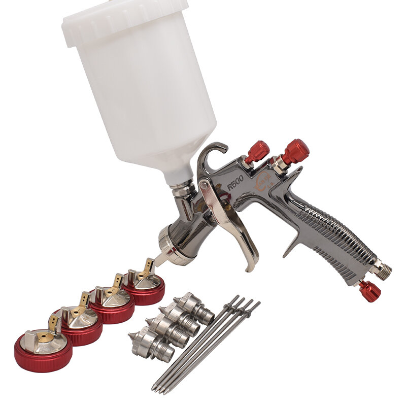 Air Spray Gun Kit Aerógrafo, Alimentação Gravidade, Pintura Automóvel, R500 LVLP, 1.3mm, 1.5mm, 1.7mm, 2.0mm Bico