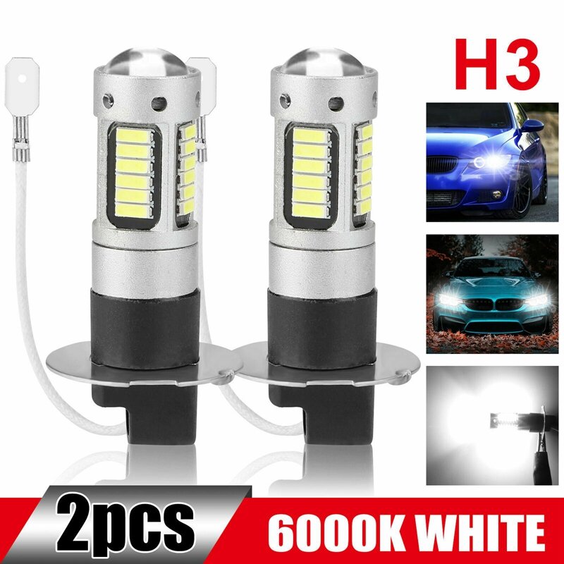 4Pcs H3 Super Bright LED Fog Driving DRL Light Bulbs Kit 6000K White