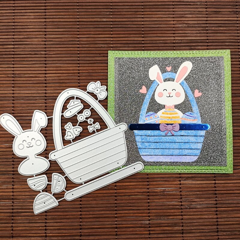 Пасхальный кролик корзина металлический трафарет для скрапбукинга DIY альбом штамп карты