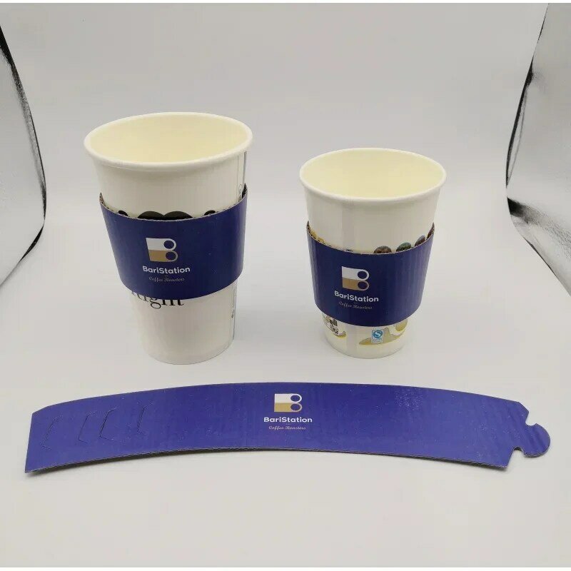 Gobelet en papier d'impression de manches de tasse à café, isolation thermique, conception personnalisée promotionnelle, produit personnalisé