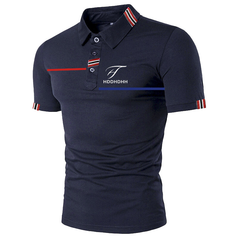 HDDHDHH Polo con stampa di marca t-Shirt Casual tinta unita t-Shirt da Golf traspirante da uomo