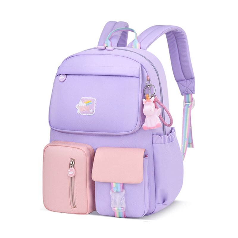 28gd meninas crianças mochila com pingente saco de escola primária mochila estudante bonito náilon viagem daypack