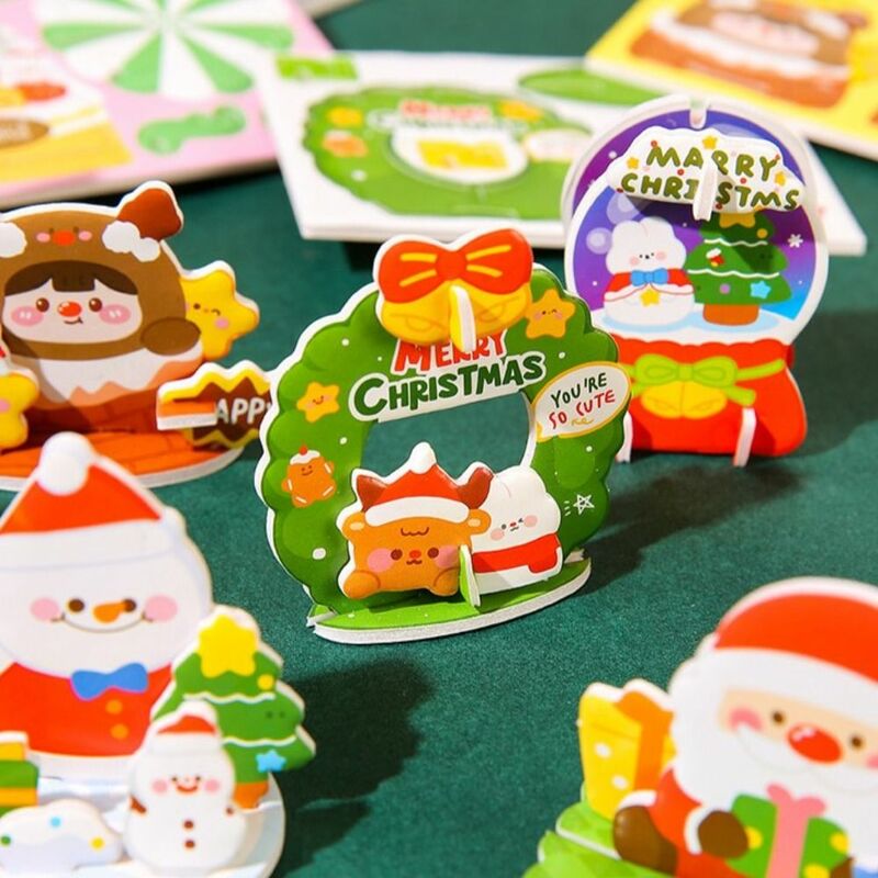 Handmade Christmas Tree Puzzle para Crianças e Adultos, Xmas Arts, Papai Noel, Alce, Coroa do Advento, DIY, Mini, 3D