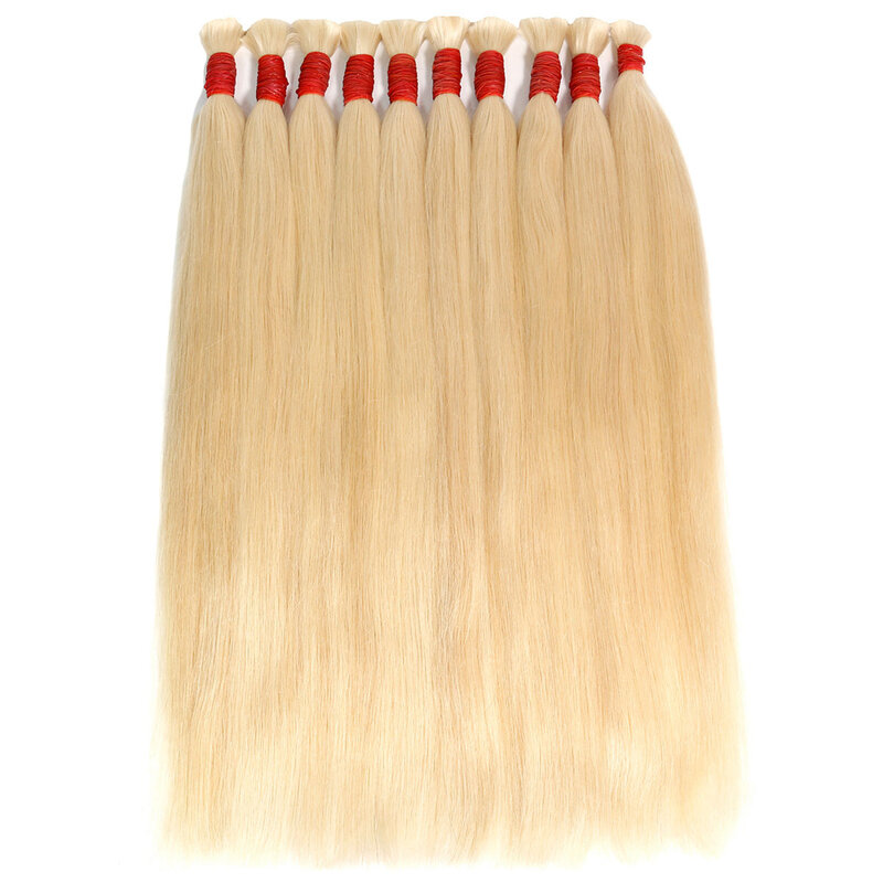 Оптовая продажа, 100% человеческие волосы оптом, натуральные необработанные девственные волосы для плетения, 613 блонд, цветные прямые шиньоны