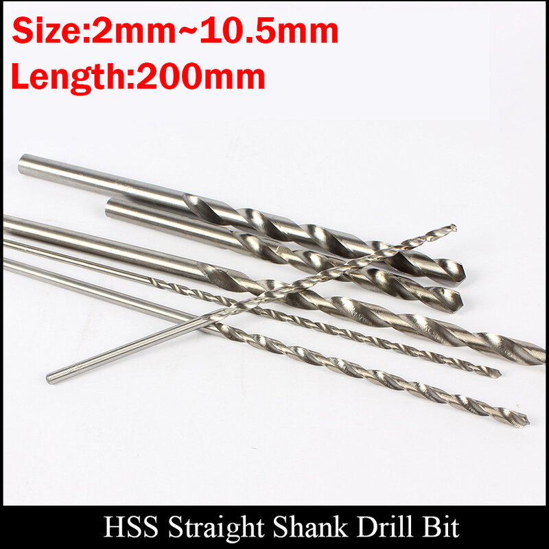 4.1mm 4.2mm 4.3mm 4.4mm 4.5mm 200mm Length Extra Long Metal Wood AL Plastic High Speed Steel HSS Straight Shank Twist Drill Bit