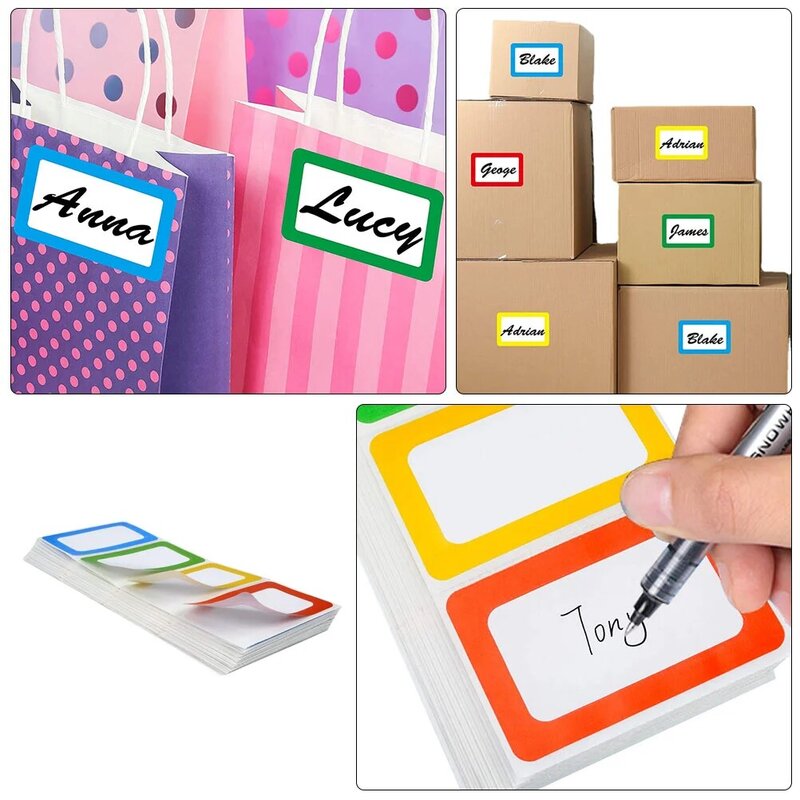 Etiquetas adhesivas con nombre para caja, etiquetas de identificación para escritorio, oficina, placa de cobre organizadora, escuela y suministros, 200 piezas