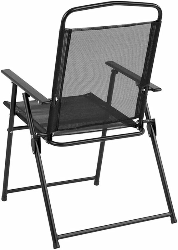 Nantucket-Juego de mesa de jardín para Patio, sombrilla para Patio al aire libre, sillas plegables Juego de 4 (negro/marrón), 6 piezas