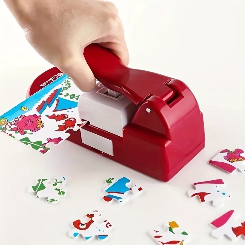Red Puzzle Maker & 1pc Puzzle Maker with 10pcs Adhesive Foam, Crafts Making Puzzle Scrapbook--Puzzle Mini Tool