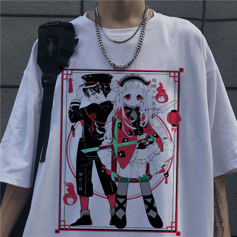 T-shirt surdimensionné pour hommes, dessin animé d'horreur Harajuku, gothique, dessin animé japonais, Punk, Tops