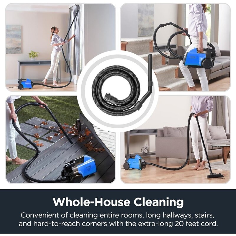 new EUREKA Lightweight Vacuum Cleaner for Carpets and Hard Floors, 3670H with 2 bags, Blue