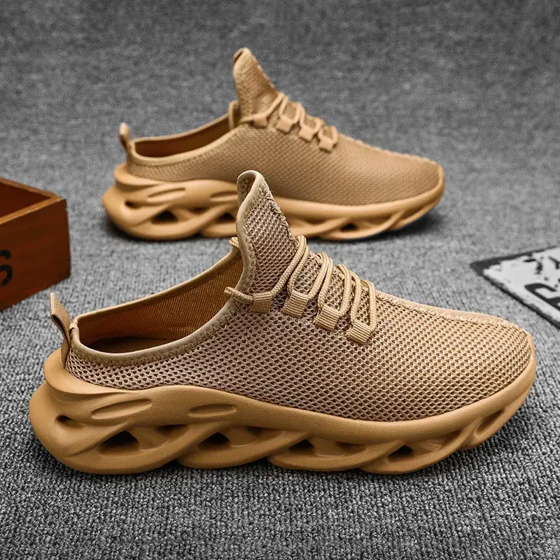 New Half Sneakers Men Fashion Casual Shoes Men Breathable Knit Lightweight Sports Outdoor Slip on Cushioning Walking Slippers