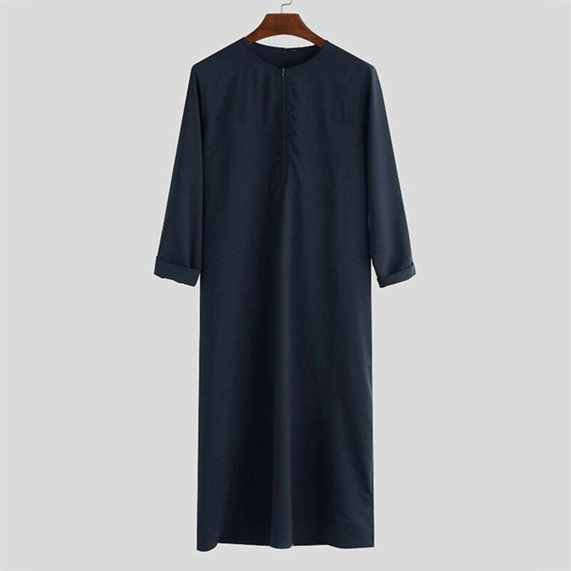 Robe chemise à manches longues pour hommes avec fermeture éclair, robe musulmane arabe, caftan musulman saoudien, kimono décontracté, Dubaï