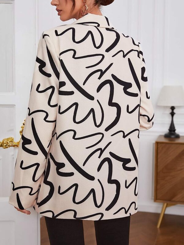 جاكيت بدلة فضفاضة مطبوعة بحروف للنساء ، سترة غير رسمية ، ملابس XL ، خريف وشتاء ، 2023