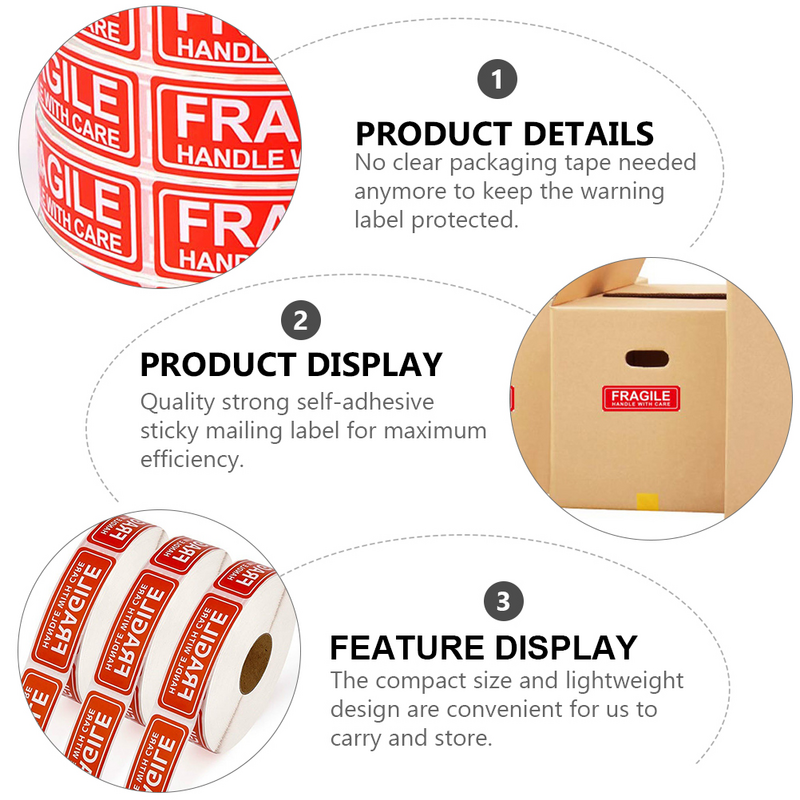 Adesivi fragili maniglia con cura avvertenza imballaggio/spedizione etichette adesive adesivi per buste di scatole di cartoni postali