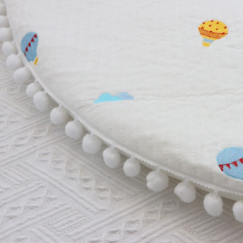 Okrągła podkładka do pełzania noworodka pogrubiona haftowana pad do grania poduszka do pokoju dziecięcego mata podłogowa dla dzieci
