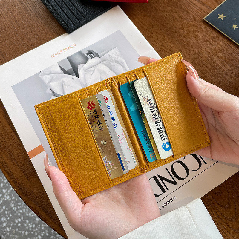 Ultra-Thin Cowhide Multi-Purpose Card Holder Women Men ID Credit Card Driver's License Cover Wallet Coin Purse Money Case Bag