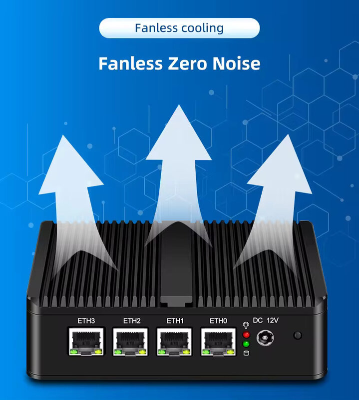 Fanless Firewall Zachte Router Intel Celeron J4125 Quad Core 4Gb 64Gb Gateway 4 Lan I225 I226 2.5G N5095 Netwerk Pfsense Mini Pc