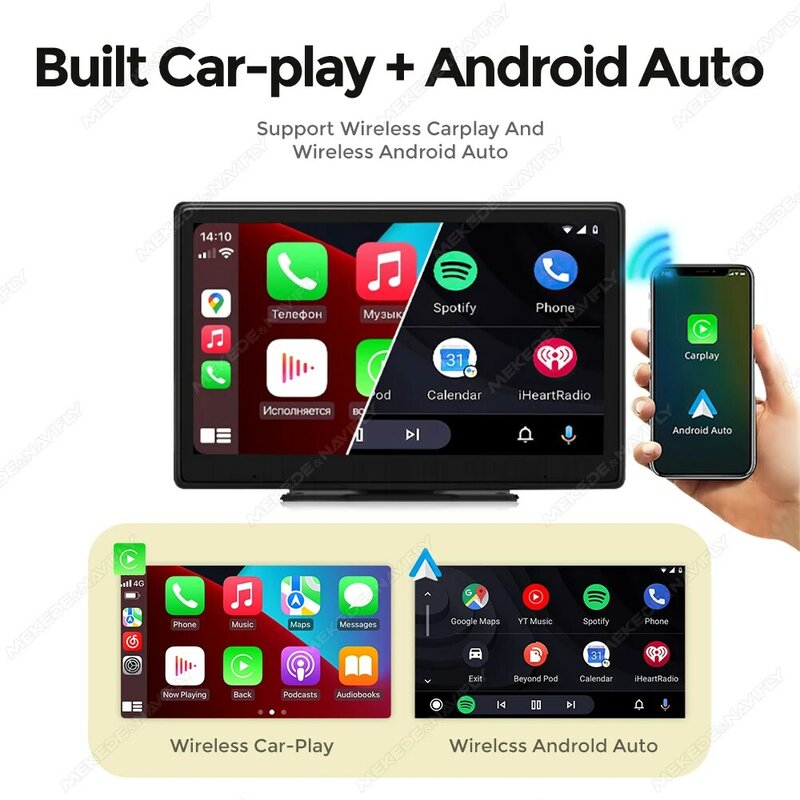 FM AUX Universal Controle Central Smart Screen, Android Carplay, Suporte Automático, Sem Fio, DSP, SD, Link Espelho, AHD, WiFi, BT, 7 ", 9", 10.1"