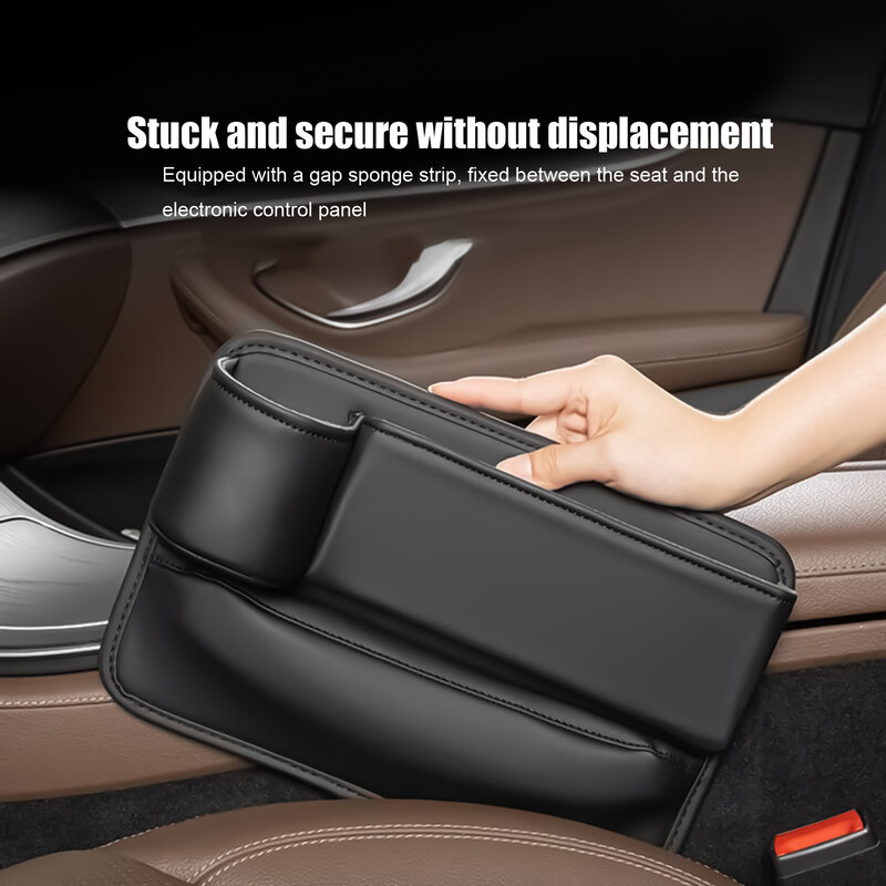 Universal Car Seat Gap Organizador, design elegante, durável couro Cup Holder, Gap Bag Adequado para a maioria dos veículos