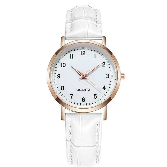 موضة السيدات ساعة جلدية مضيئة ساعة كوارتز Ins بسيطة عادية كلية صغيرة الطازجة الإناث ساعة نسائية ساعة Reloj Mujer
