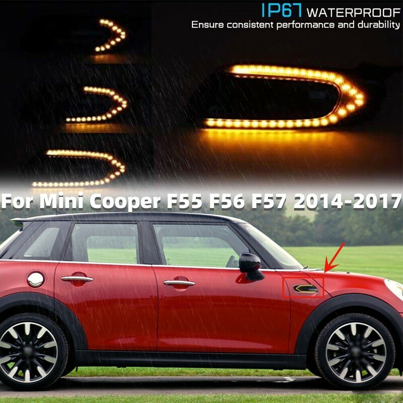 Feux de position latéraux avant de voiture, 2 pièces/ensemble, ambre LED, lumière de marqueur latéral de garde-boue pour Mini Cooper F55 F56 F57 2014 – 2017