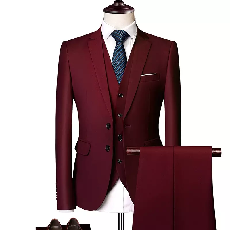 Hochzeits anzüge für Männer elegante Blazer Set 3 Stück Luxus Business formelle Weste Hosen volle Mäntel Jacken versand kostenfrei