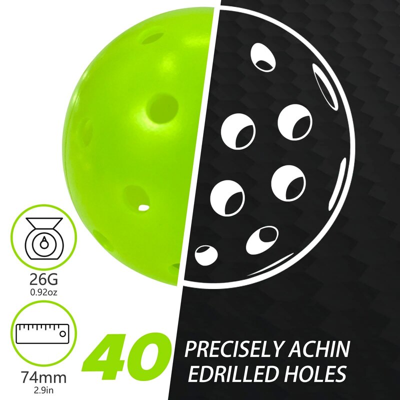 Juciao-Bola de competición de 40 agujeros para exteriores, bolas de Pickleball verde lima, alto rebote, vuelo verdadero, duradero