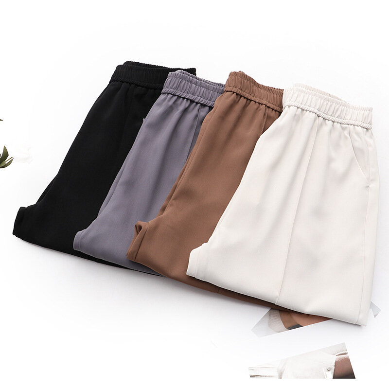 Celana Harem ukuran Plus untuk wanita, celana Harem pinggang tinggi keren dan halus, celana panjang sepergelangan kaki, celana komuter musim semi musim panas 2023