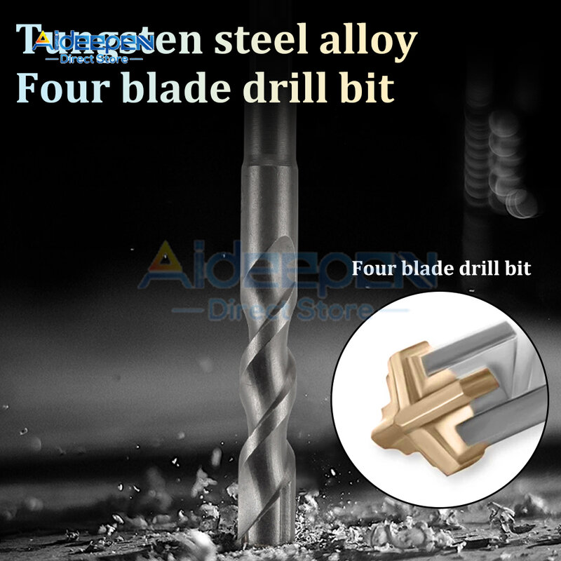 4 Stück Quer-Elektro-Hammer-Bohrer Wolfram-Stahl-Schlag bohrer Beton-Stahls tange durch Wand-Vier-Blade-Bohrer